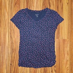 3 for $25 Isabel Maternity Navy With Hearts V-Neck Maternity Tee Womens Size S